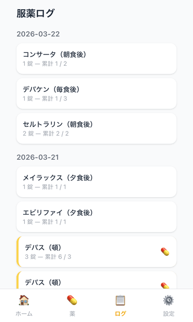 服薬ログを確認